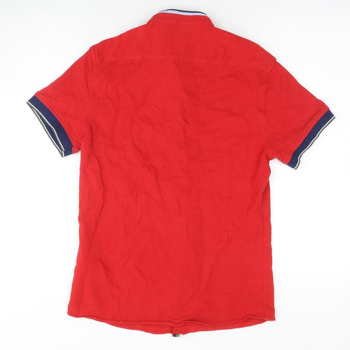 Zara Men's Red Muscle Fit Button-Up Shirt S