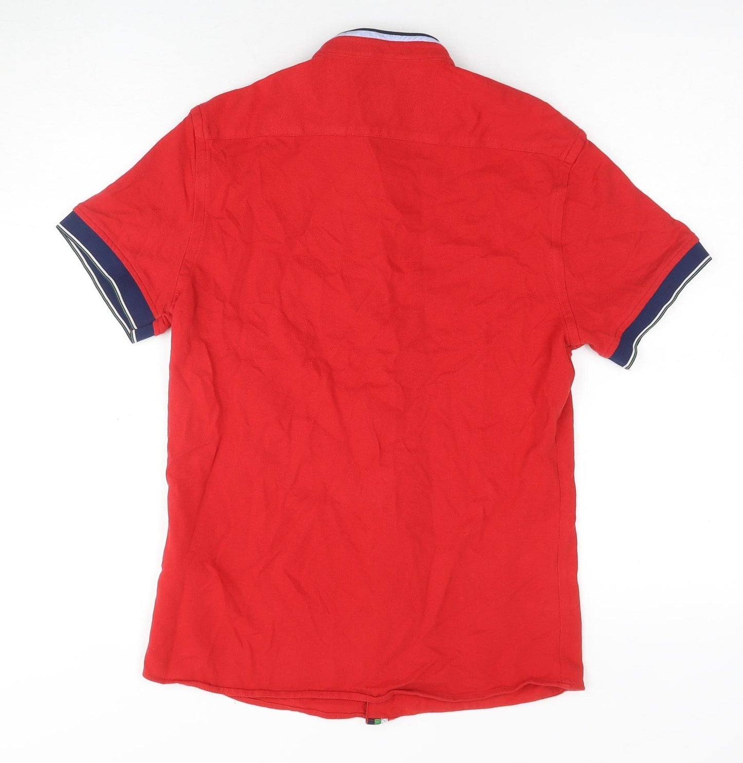Zara Men's Red Muscle Fit Button-Up Shirt S
