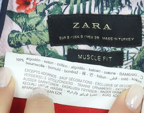 Zara Men's Red Muscle Fit Button-Up Shirt S