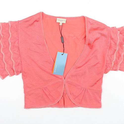 Karen Millen Pink Women's Shrug Jumper Size 2 with Flutter Sleeve