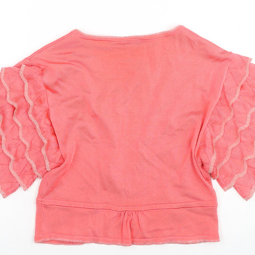 Karen Millen Pink Women's Shrug Jumper Size 2 with Flutter Sleeve