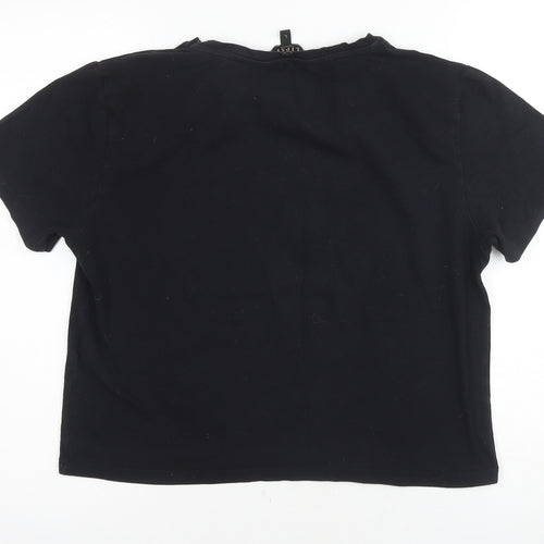 Lipsy Women's Black Cropped T-Shirt L