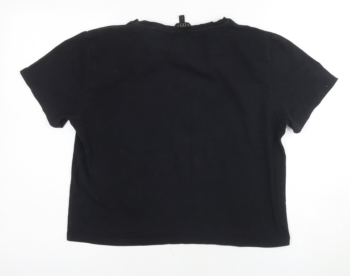 Lipsy Women's Black Cropped T-Shirt L