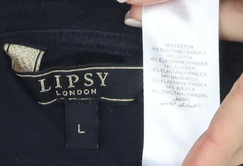 Lipsy Women's Black Cropped T-Shirt L
