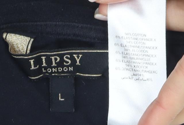 Lipsy Women's Black Cropped T-Shirt L