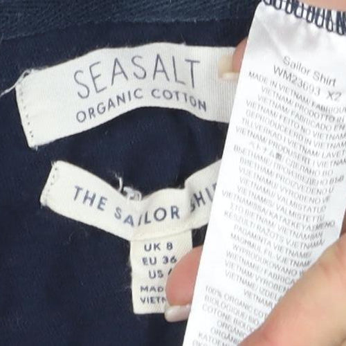 Seasalt Women's Blue Stripe Size 12 Basic T-Shirt