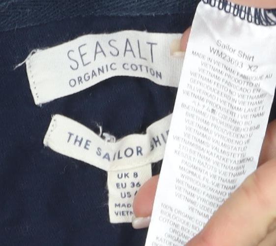 Seasalt Women's Blue Stripe Size 12 Basic T-Shirt