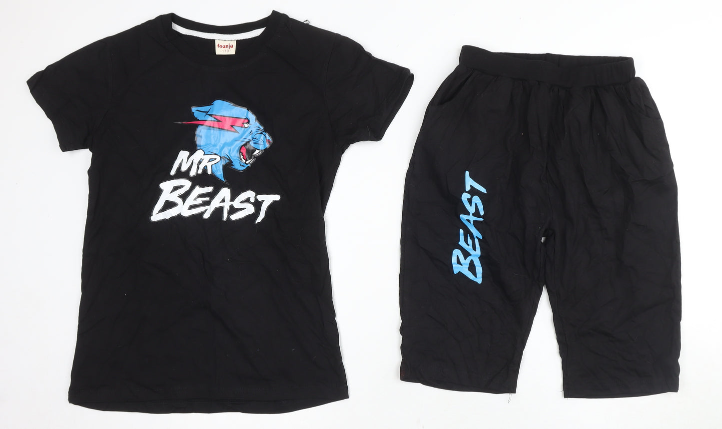 Foanja Boys Black Outfit Set, 14 Years, Casual & Comfy