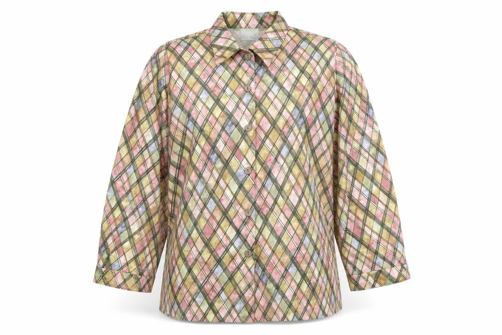 Front view of Karelia Women's Multicoloured Button-Up Shirt, size 14