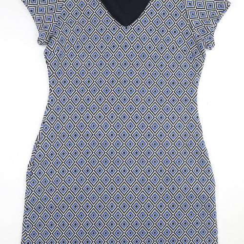 Next Women's Blue Geometric Sheath Dress Size 12