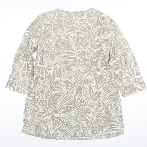 Principles Beige Tunic Women Size 14 V-Neck 3/4 Sleeve