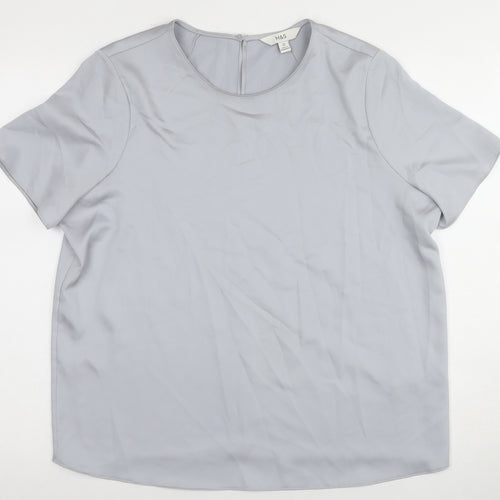 Marks and Spencer Women's Grey Blouse, Size 14, Round Neck