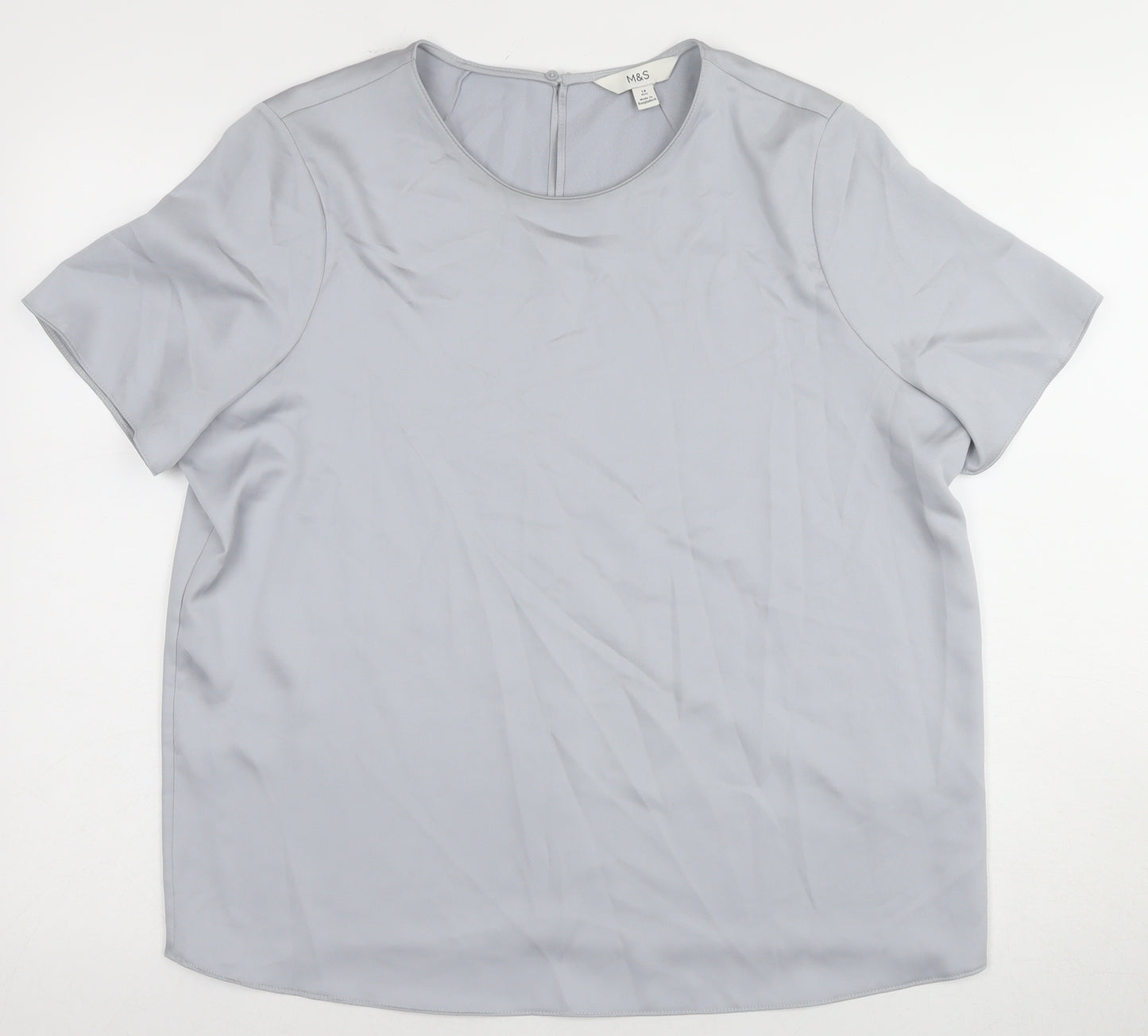 Marks and Spencer Women's Grey Blouse, Size 14, Round Neck