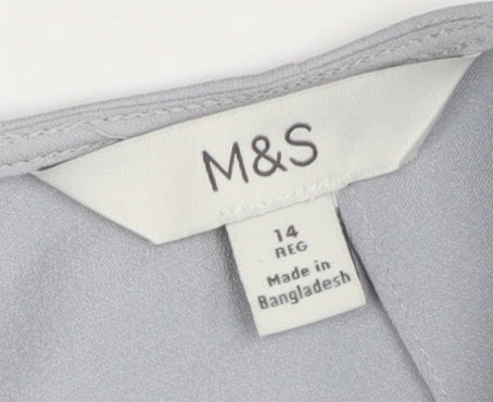 Marks and Spencer Women's Grey Blouse, Size 14, Round Neck
