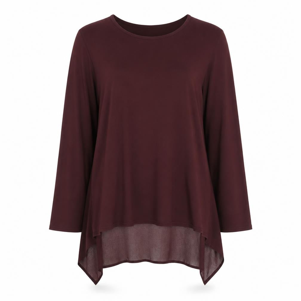 Front view of Apricot Women's Red Tunic Blouse, size 10, Long Sleeve