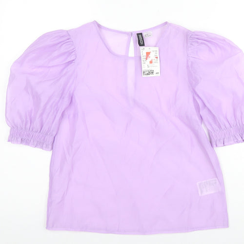 H&M Women’s Purple Puff Sleeve Blouse Size 4