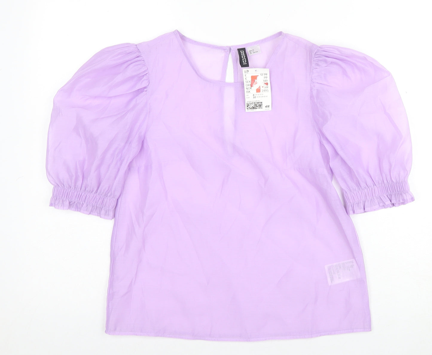 H&M Women’s Purple Puff Sleeve Blouse Size 4