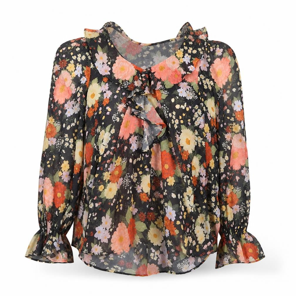 Front view of Spell Women's Multicoloured Floral Blouse M