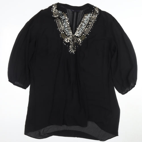 M&S Collection Women’s Black Sequined Blouse XL