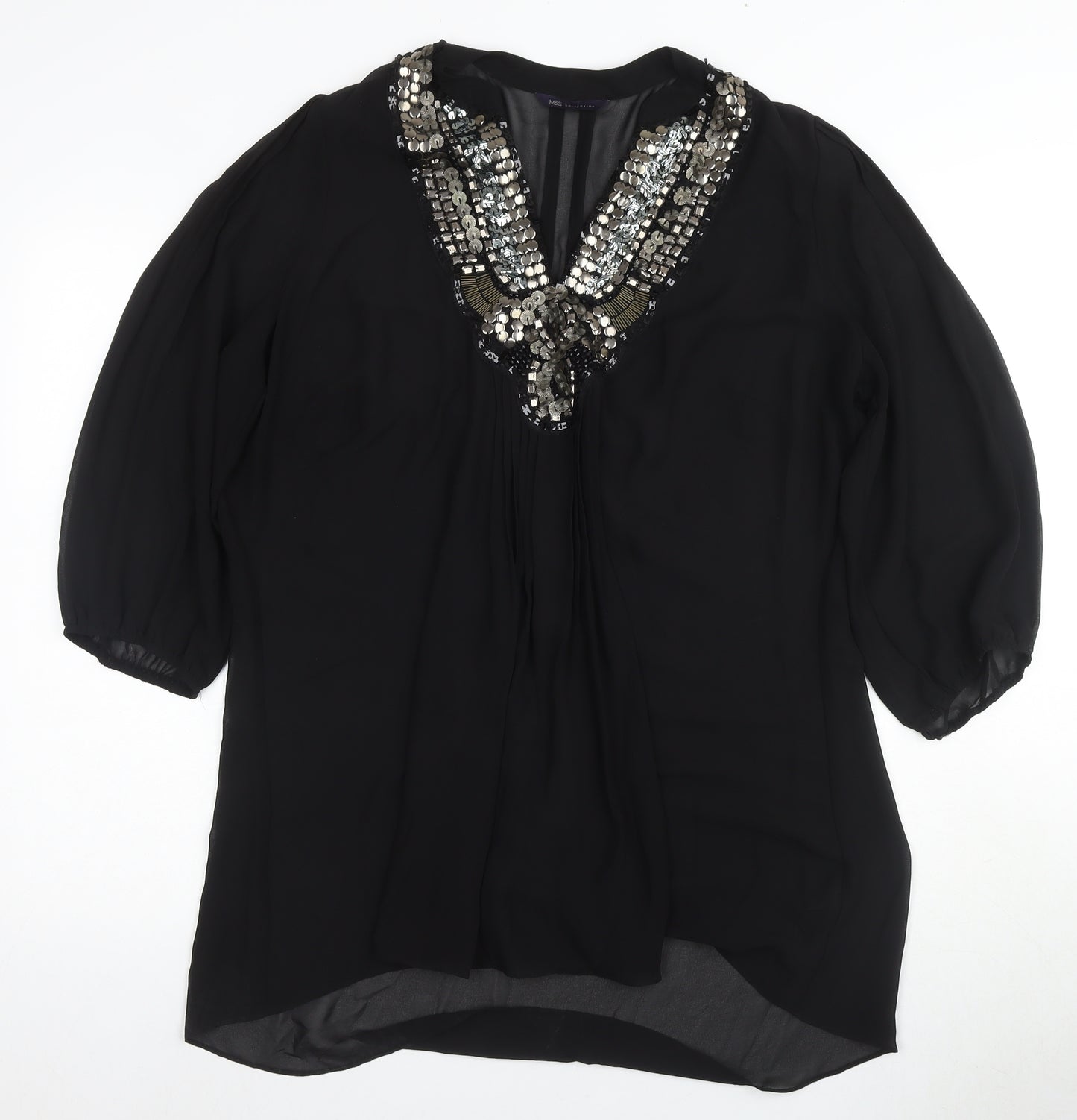 M&S Collection Women’s Black Sequined Blouse XL