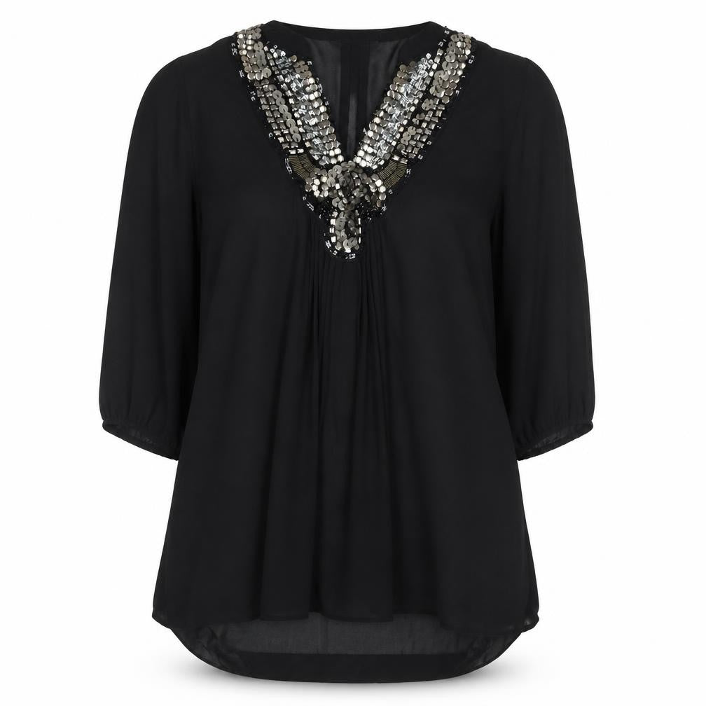 Front view of Marks & Spencer Collection Women’s Black Sequined Blouse XL