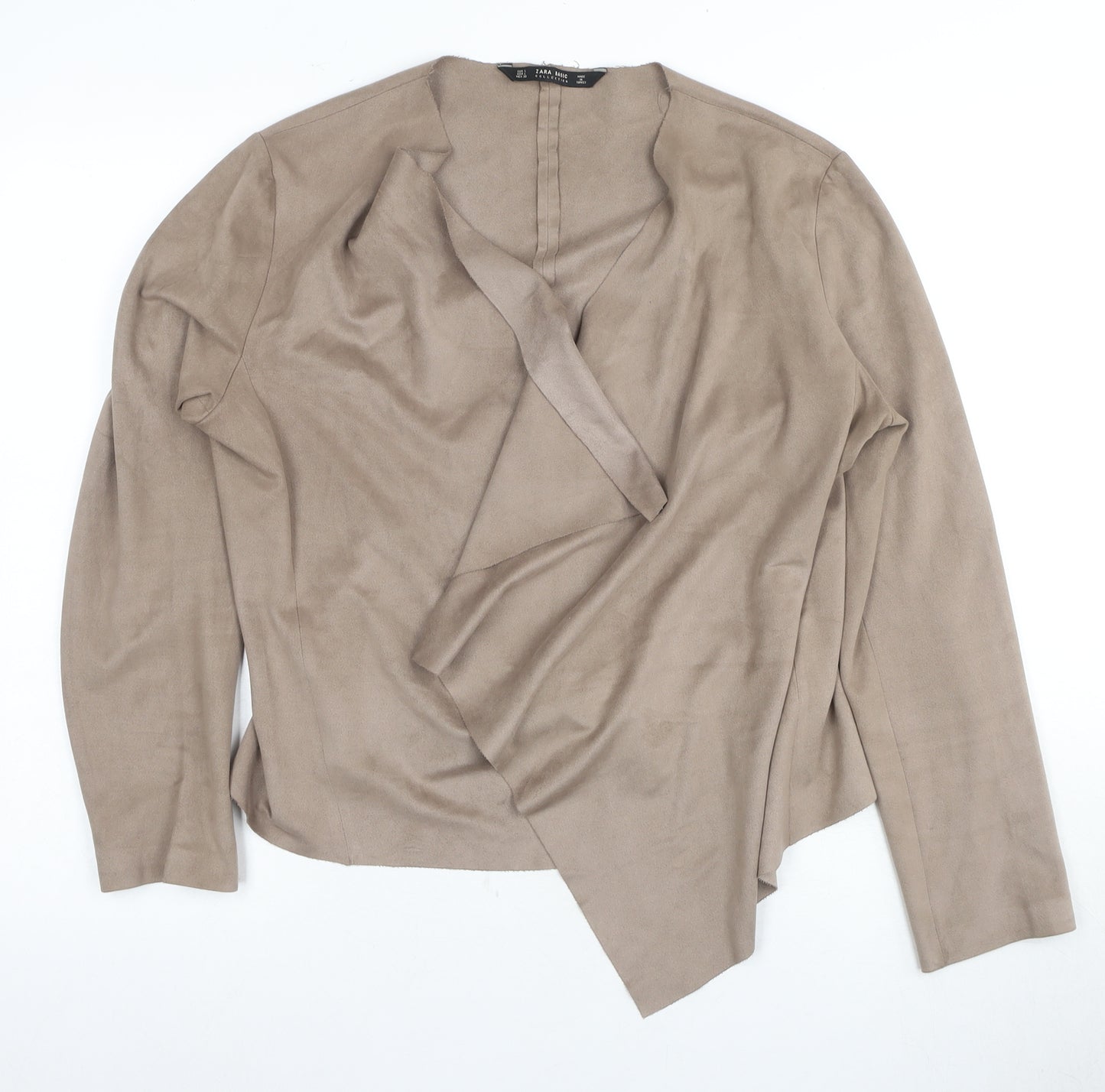 Zara Women's Beige Basic Jacket, Size L, Casual Open Style