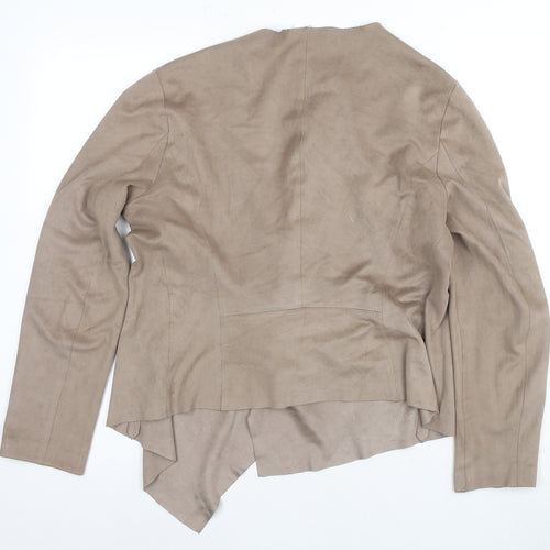 Zara Women's Beige Basic Jacket, Size L, Casual Open Style