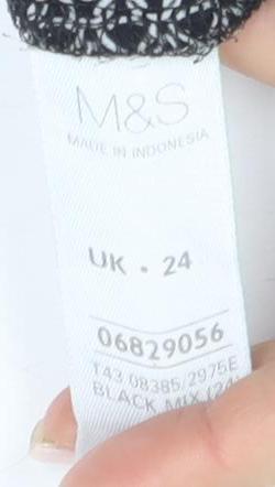 Marks & Spencer Women's Black Geometric Blouse Size 24