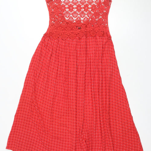 Roman Women's Red Trapeze Dress Size 10 Sleeveless