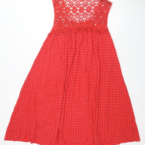 Roman Women's Red Trapeze Dress Size 10 Sleeveless