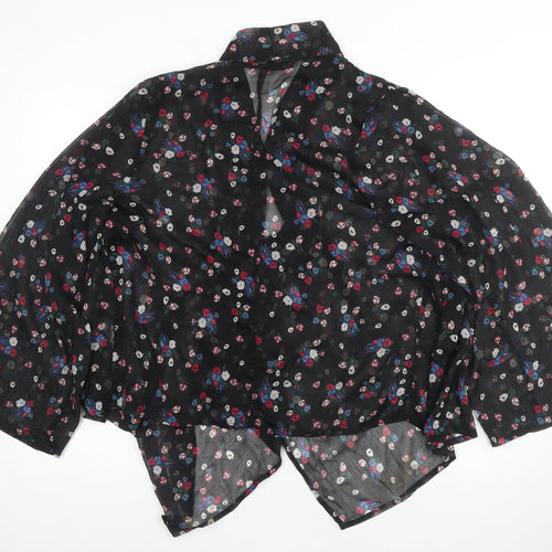 Boohoo Women's Black Kimono Floral Blouse S