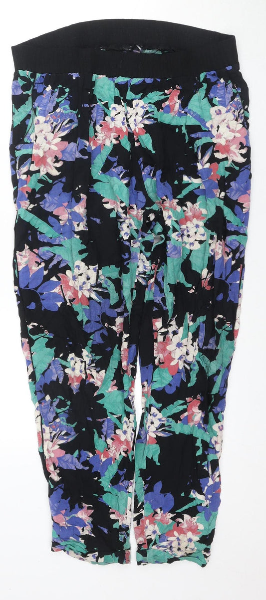 Desigual Women's Floral Harem Trousers Size 14 Black