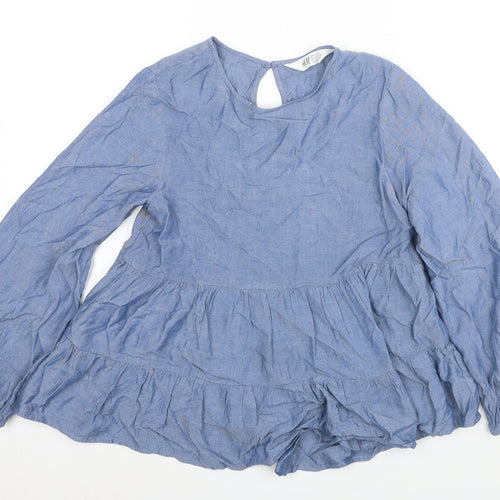 H&M Women’s Blue Tunic Blouse, Size 12, Casual