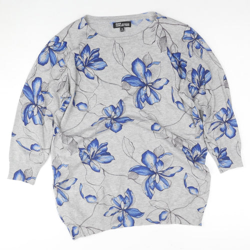 Debenhams Petite Floral Blouse, Grey, Size 16