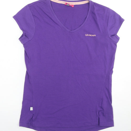 LA Gear Women's Purple V-Neck T-Shirt Size 12