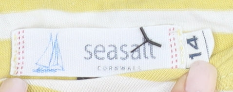 Seasalt Women’s Yellow Striped T-Shirt Size 14