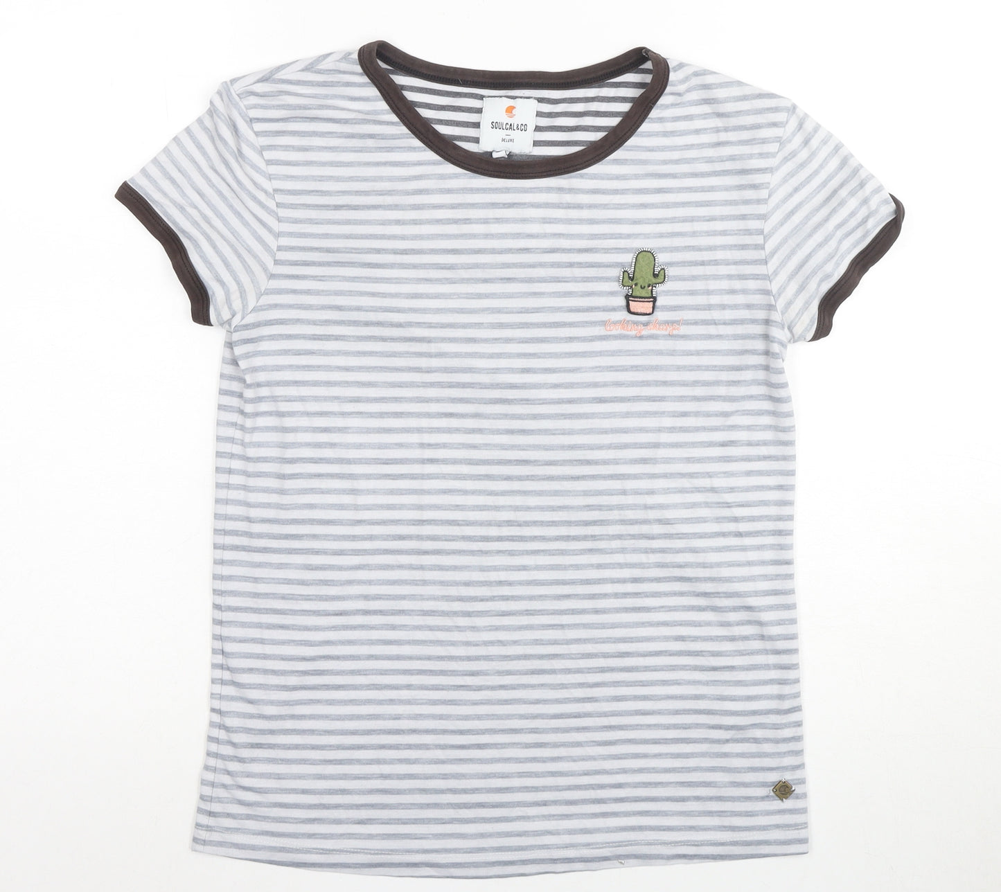 Soul Cal & Co Women’s XS Grey Striped Ringer T-Shirt