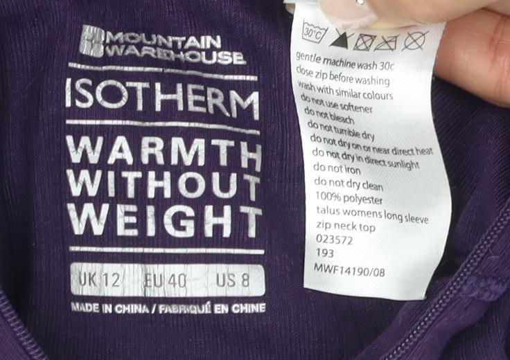 Warmth Weight Women's Purple Zip Neck Top Size 12