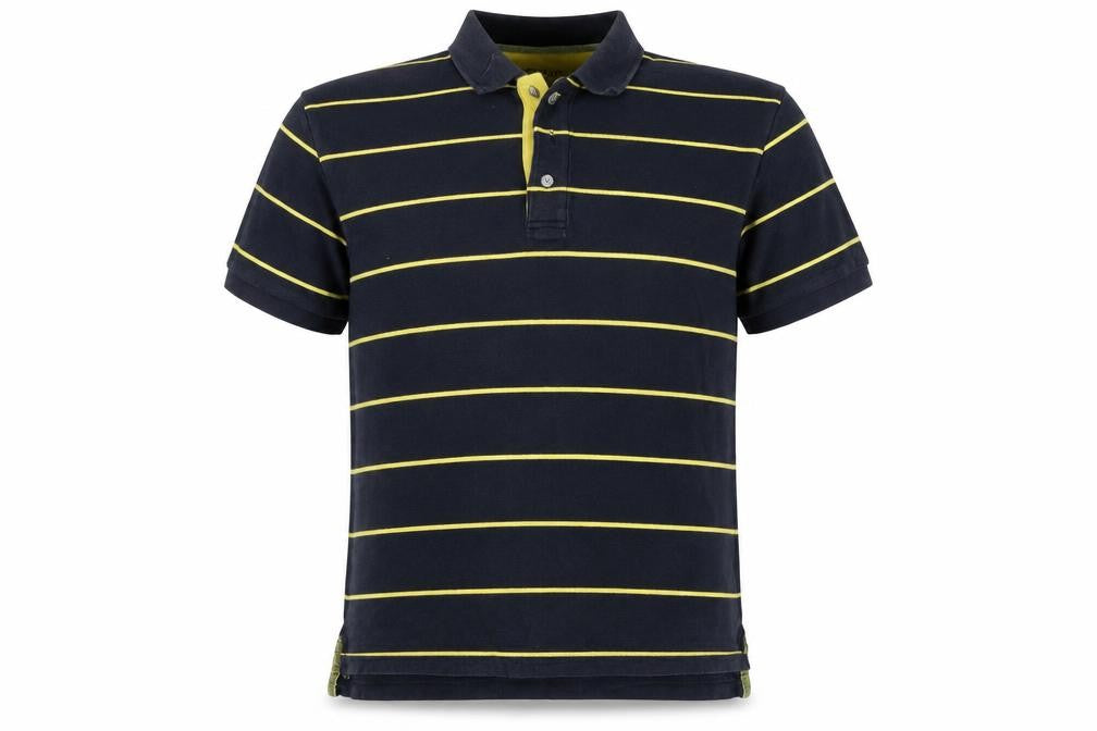 Tyrwhitt Men's Black Striped Polo Shirt Size L