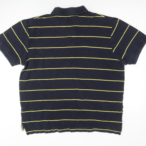 Tyrwhitt Men's Black Striped Polo Shirt Size L
