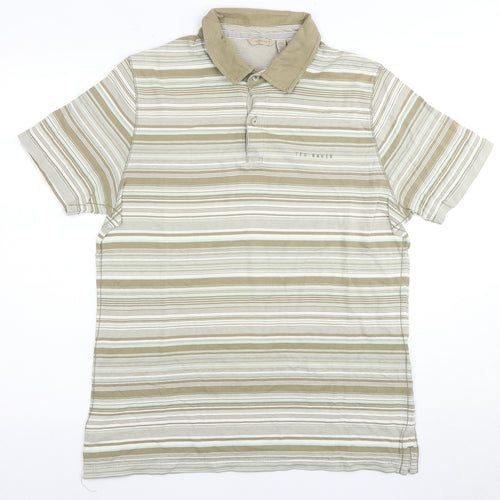 Ted Baker Men’s Beige Striped Polo Shirt L
