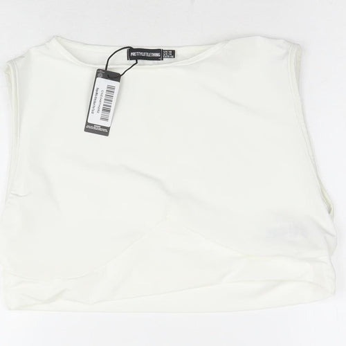 PRETTYLITTLETHING Women's White Sleeveless Blouse Size 18