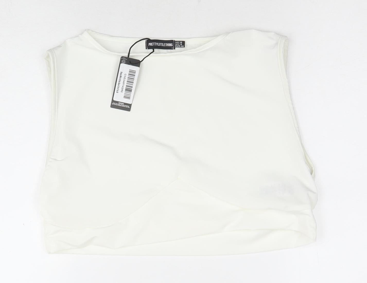 PRETTYLITTLETHING Women's White Sleeveless Blouse Size 18
