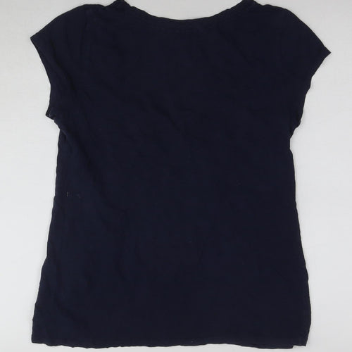 White Stuff Women's Blue Scoop Neck T-Shirt Size 14