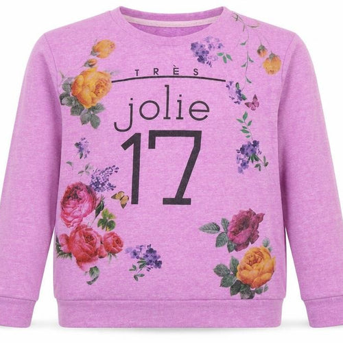 Mango Women's Purple Floral Graphic Pullover Sweatshirt