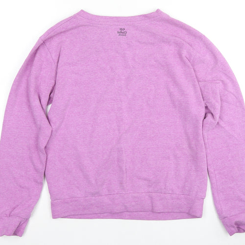 Mango Women's Purple Floral Graphic Pullover Sweatshirt