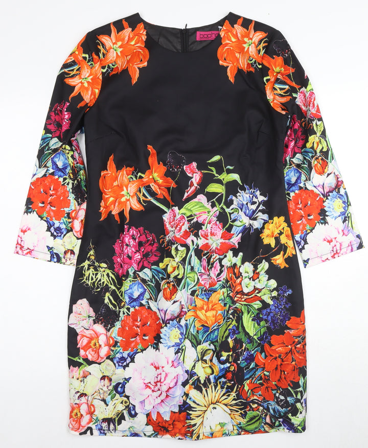 Boohoo Women's Multicoloured Floral Bodycon Dress UK 10