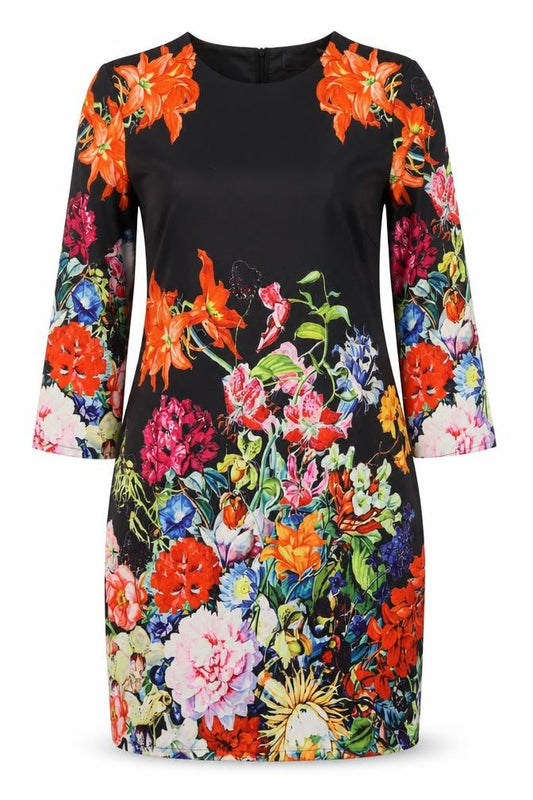Front view of Boohoo Women's Multicoloured Floral Bodycon Dress UK 10