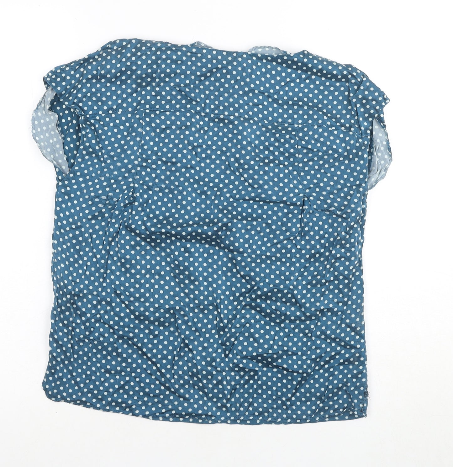Zara Women's Blue Polka Dot Silk Blouse, Size 16