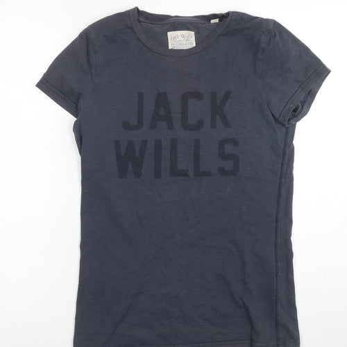 Jack Wills Women's Grey Basic T-Shirt Size 10